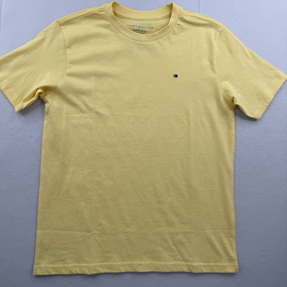 Tommy Hilfiger Shirt Boys M (10/12) Yellow Crew Neck 100% Cotton Short Sleeve